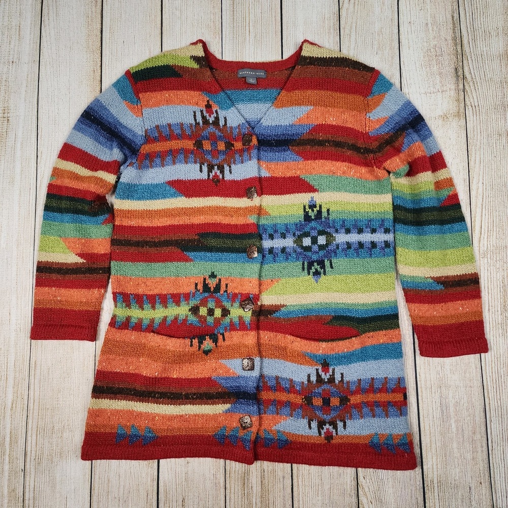 NORTHERN ISLES Aztec Vintage Womens‎ Large SWEATER Western Boho Native